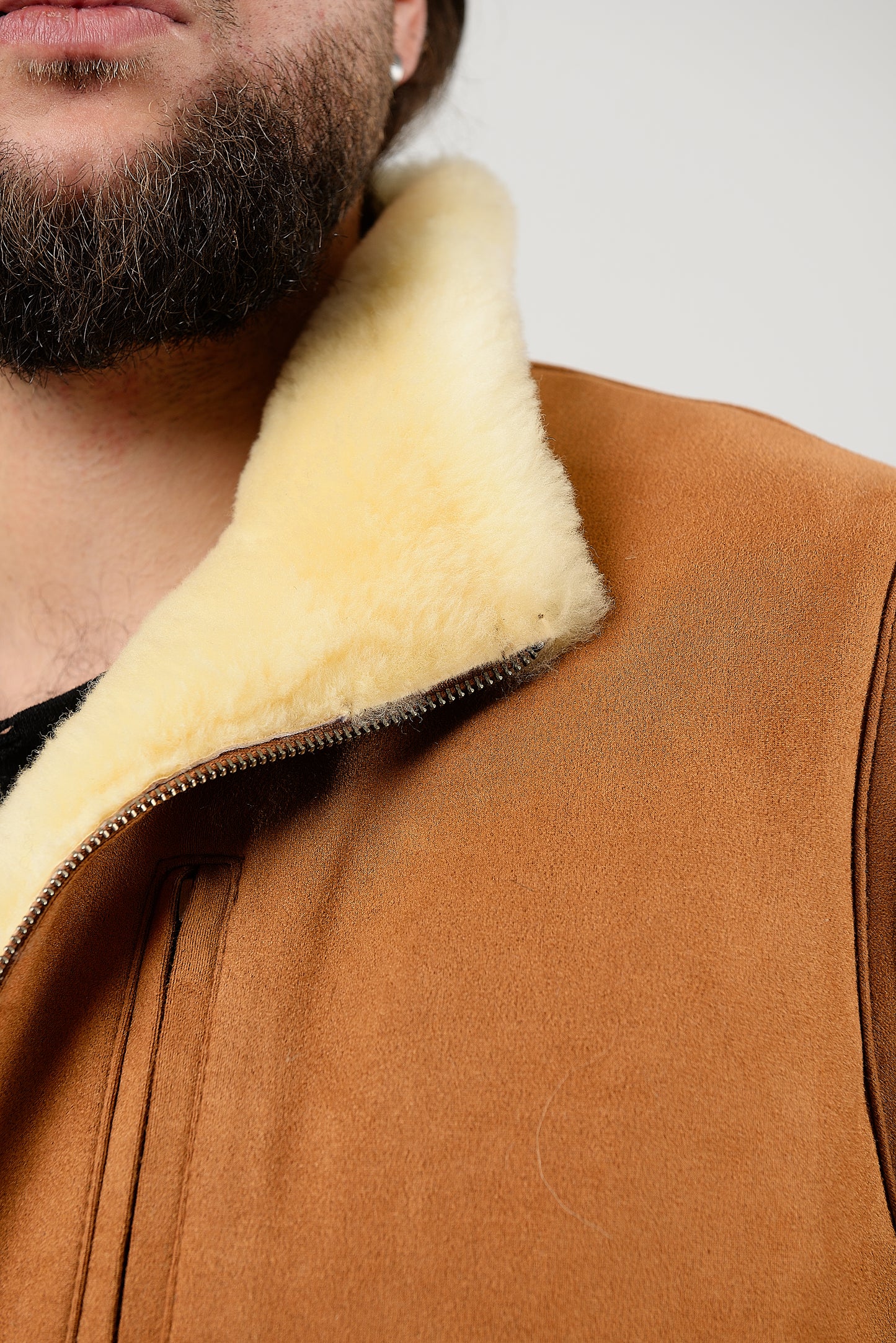 Black Sheepskin Vest with Patch Pocket Medical Sheepskin Hypoallergenic