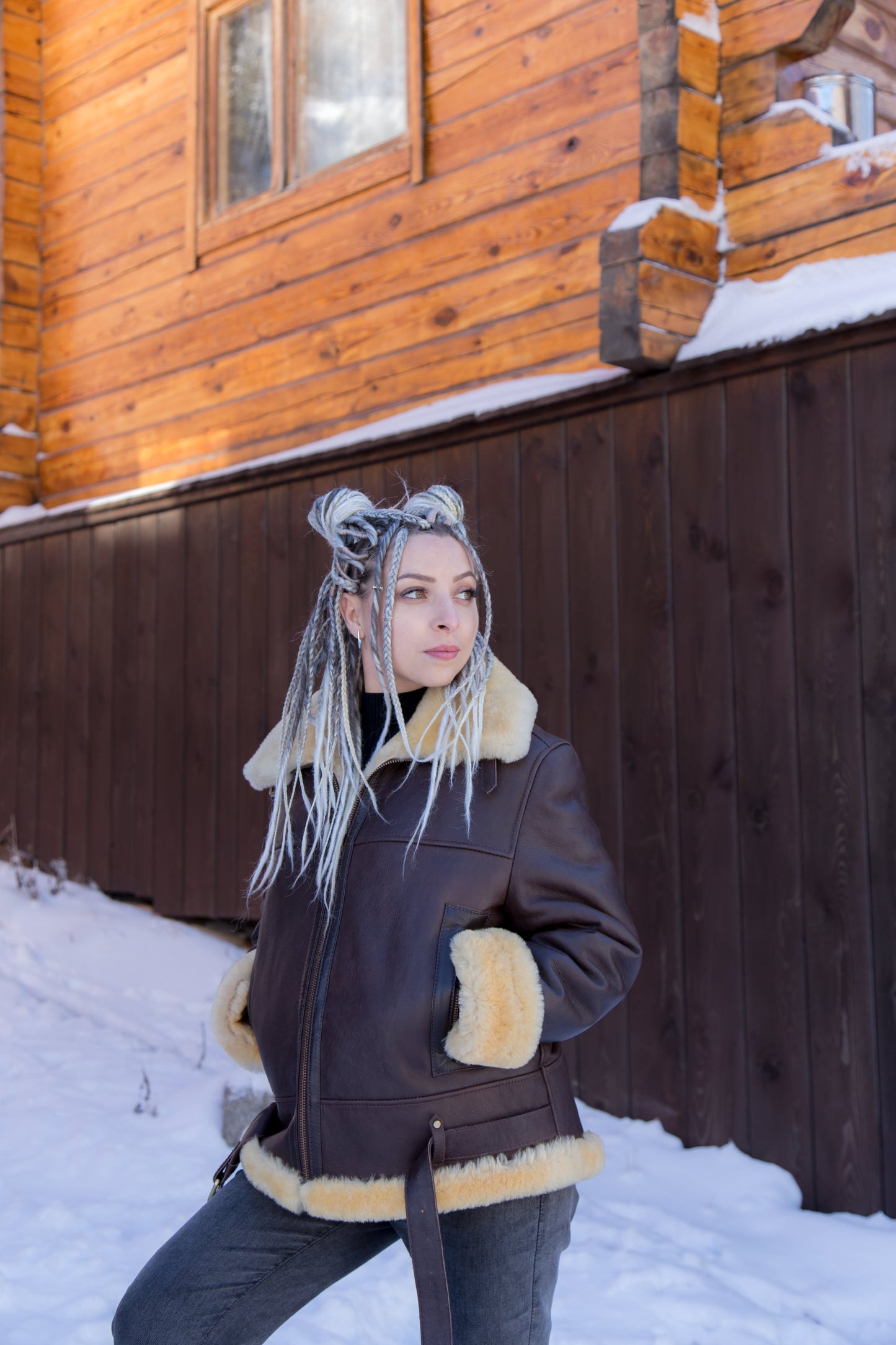 Brown Shearling Jacket Women