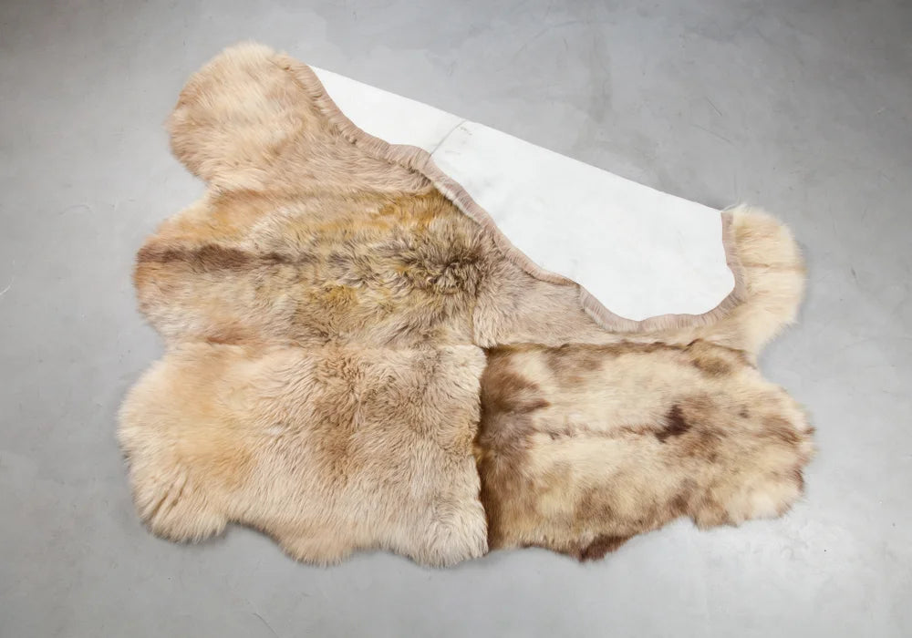 Rug made of six natural sheepskin hides, Shaggy Chair Throw, Home Area Rug , Natural Soft Sheepskin Floor Covering , Cozy and Soft