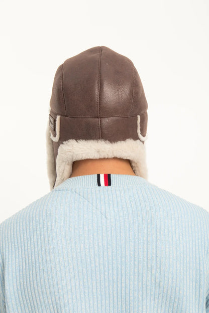 Men's Sheepskin "Aviator" Hat in Brown color