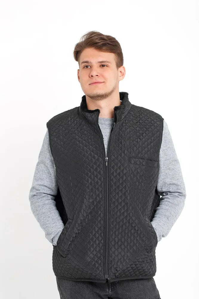 Black sheepskin vest