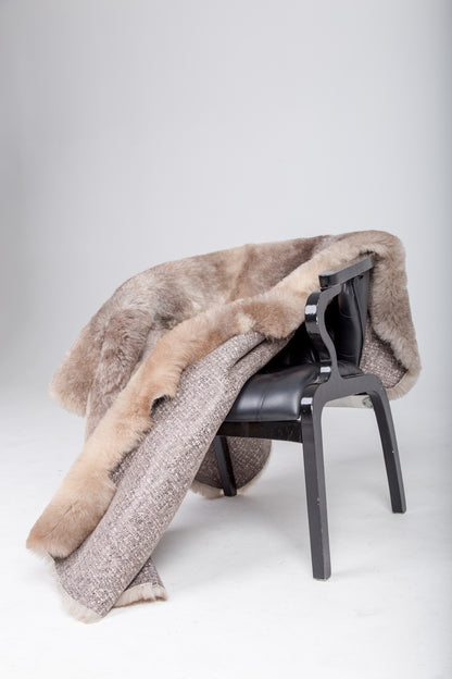 Beige short-pile sheepskin hide for interior use