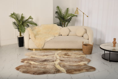 Sacred Rug Made from Natural Light Brown Sheepskins