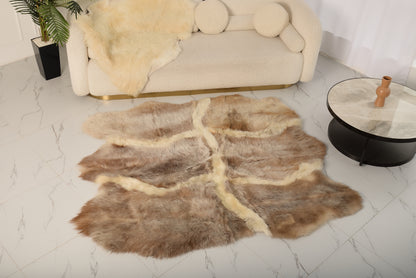 Sacred Rug Made from Natural Light Brown Sheepskins