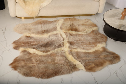 Sacred Rug Made from Natural Light Brown Sheepskins