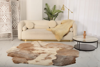 Mossy Rug Made from Light Brown Sheepskins