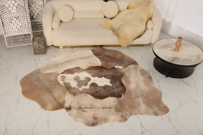 Mossi rug is crafted from six light brown trimmed sheepskins
