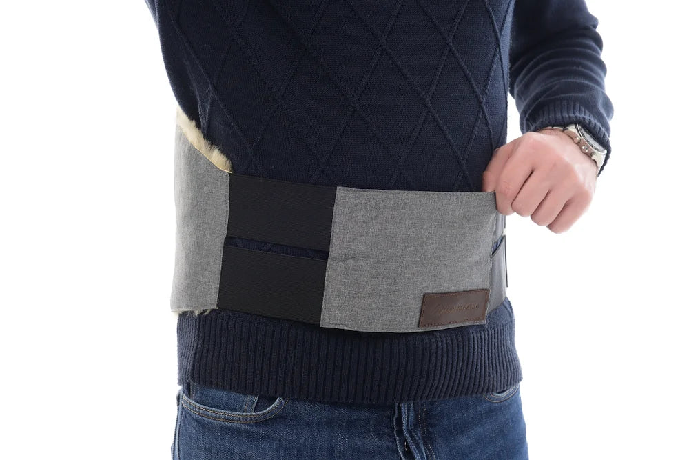 Elastic Sheepskin Heating Belt in Grey color