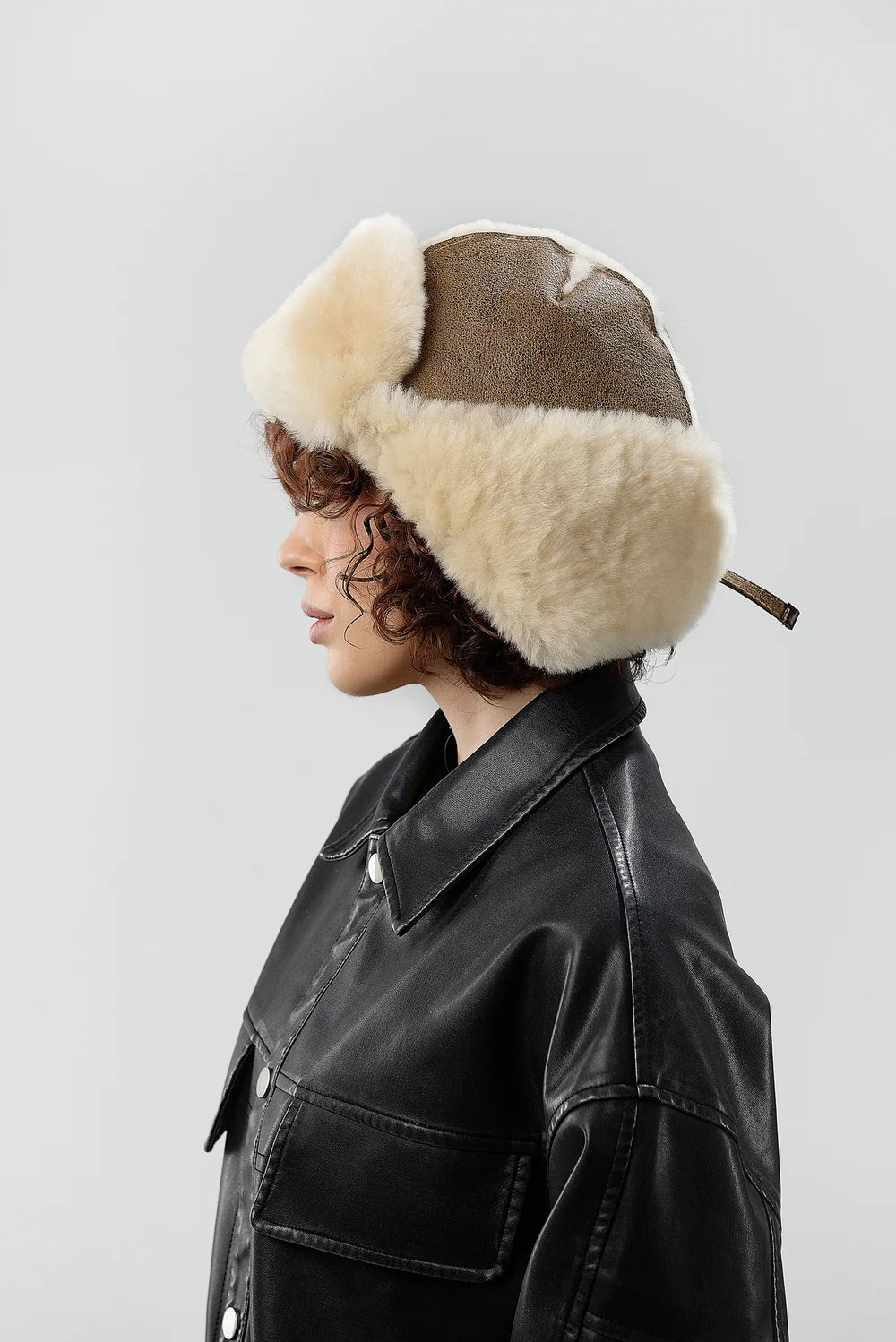 Real Sheepskin Shearling Winter Aviator Hat