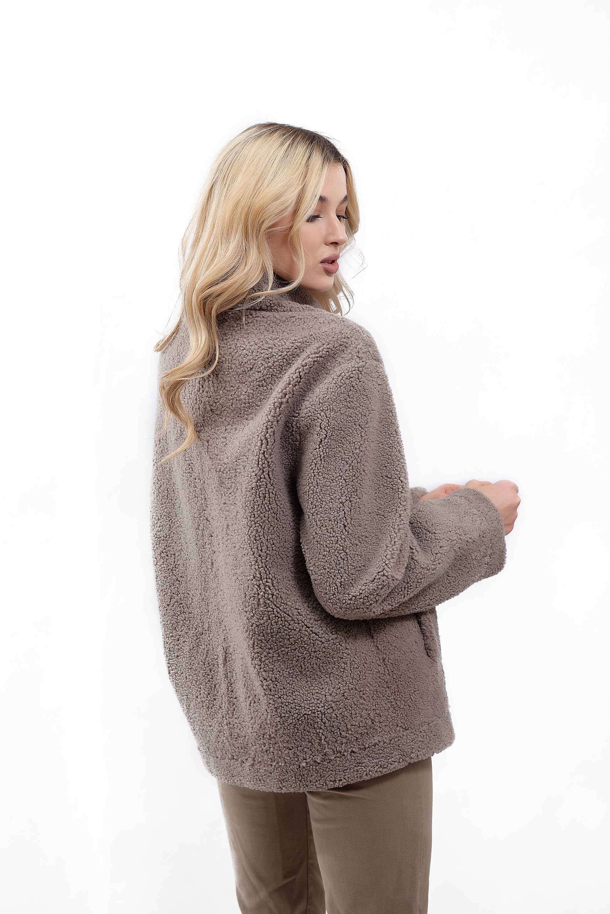 Women's Jacket made from natural bouclé fur