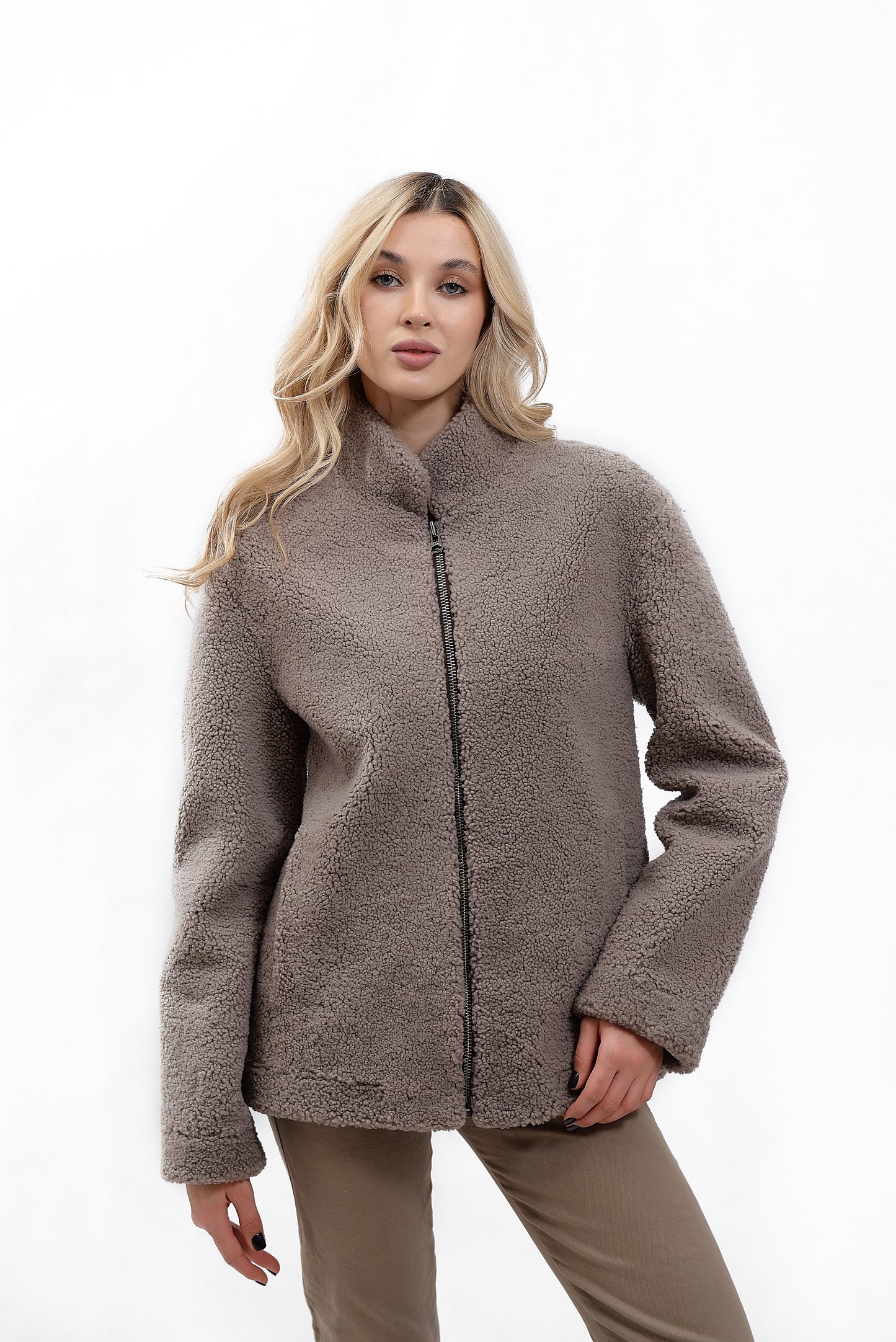 Women's Jacket made from natural bouclé fur