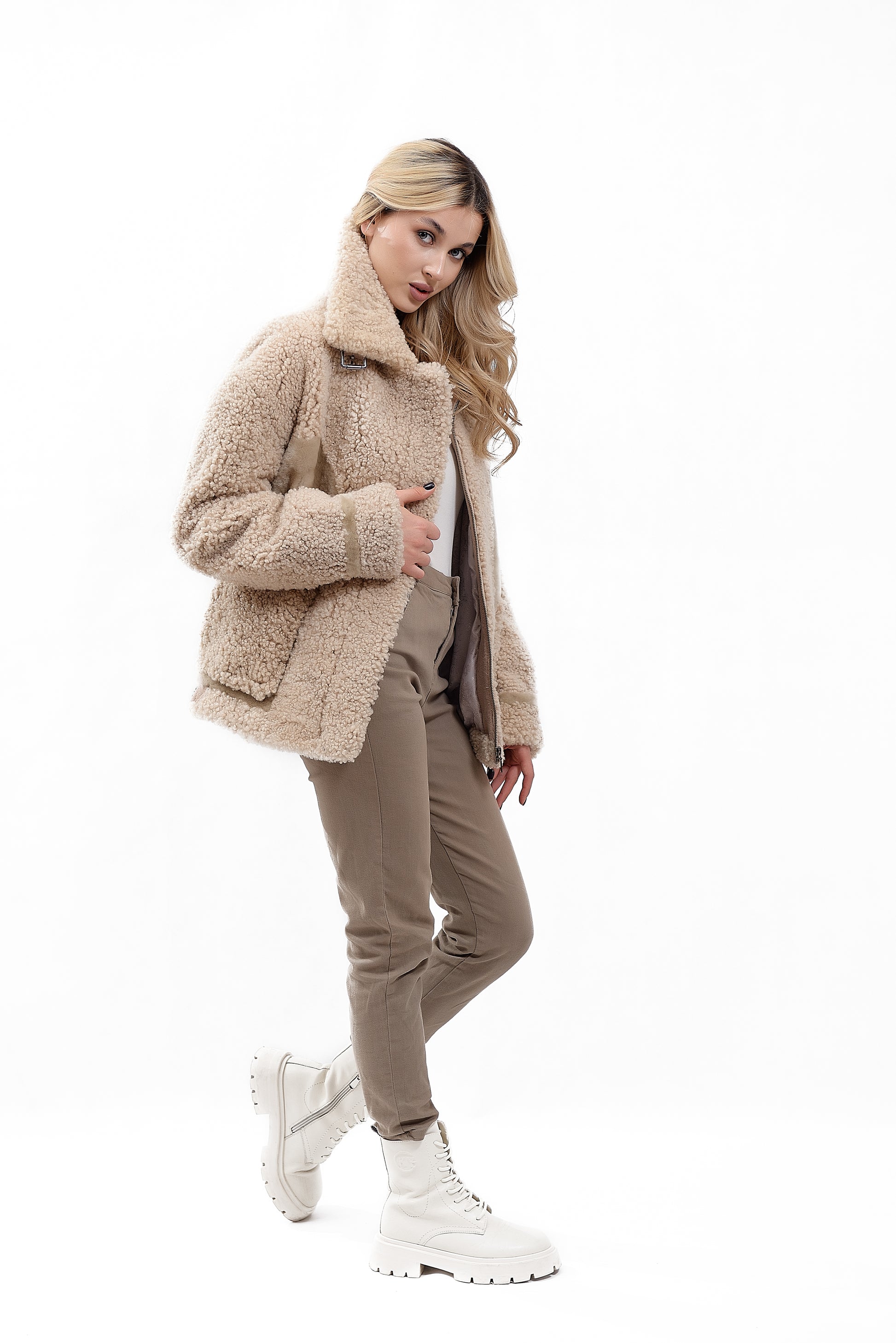 Women's Jacket "Bomber 2" in Beige color