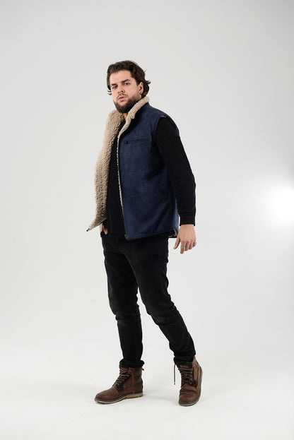  Sheepskin Vest Mens Blue