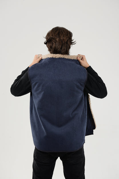  Sheepskin Vest Mens Blue