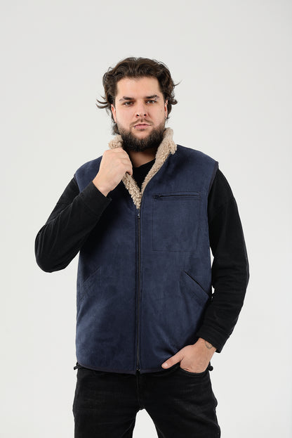  Sheepskin Vest Mens Blue