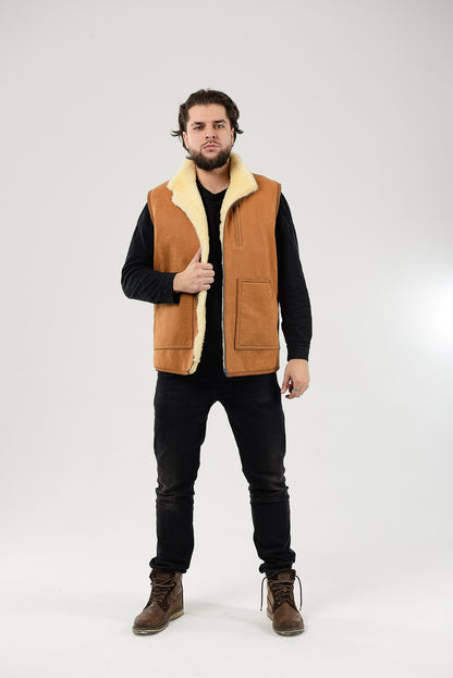 Black Sheepskin Vest with Patch Pocket Medical Sheepskin Hypoallergenic