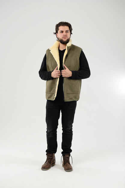 Sheepskin Vest for Men, Handmade Sleeveless Jacket, Gift, 100 Percent Natural, Made for You