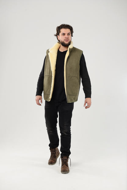 Sheepskin Vest for Men, Handmade Sleeveless Jacket, Gift, 100 Percent Natural, Made for You