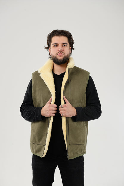 Sheepskin Vest for Men, Handmade Sleeveless Jacket, Gift, 100 Percent Natural, Made for You