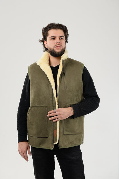 Sheepskin Vest for Men, Handmade Sleeveless Jacket, Gift, 100 Percent Natural, Made for You