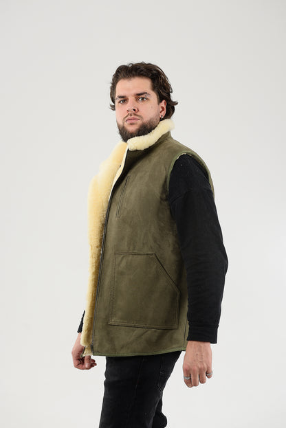 Sheepskin Vest for Men, Handmade Sleeveless Jacket, Gift, 100 Percent Natural, Made for You