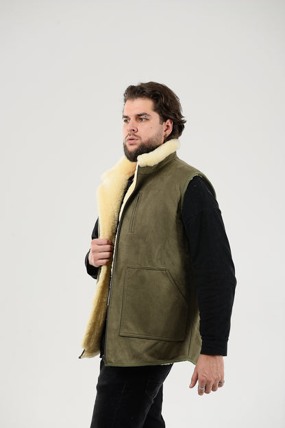 Sheepskin Vest for Men, Handmade Sleeveless Jacket, Gift, 100 Percent Natural, Made for You