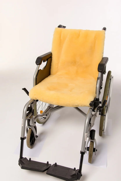 Wheelchair cover made of natural sheepskin