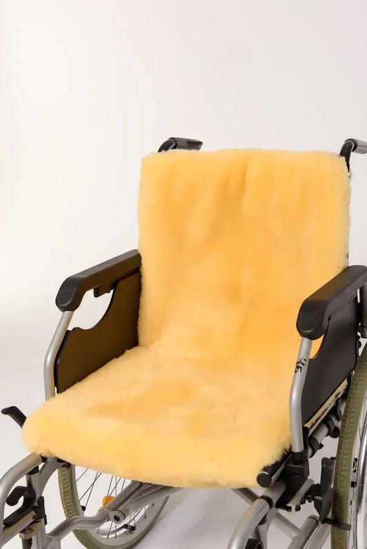 Wheelchair cover made of natural sheepskin