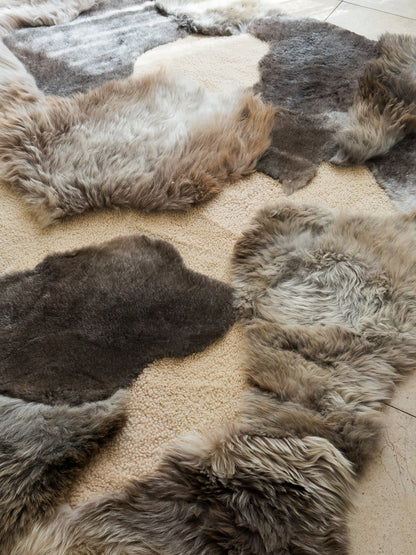 Mossy Sheepskin Rug in Mokko — Natural Elegance with Character