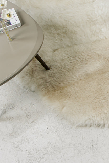White Sheepskin Rug – Six Hides, Long Fur | Handcrafted Natural Luxury