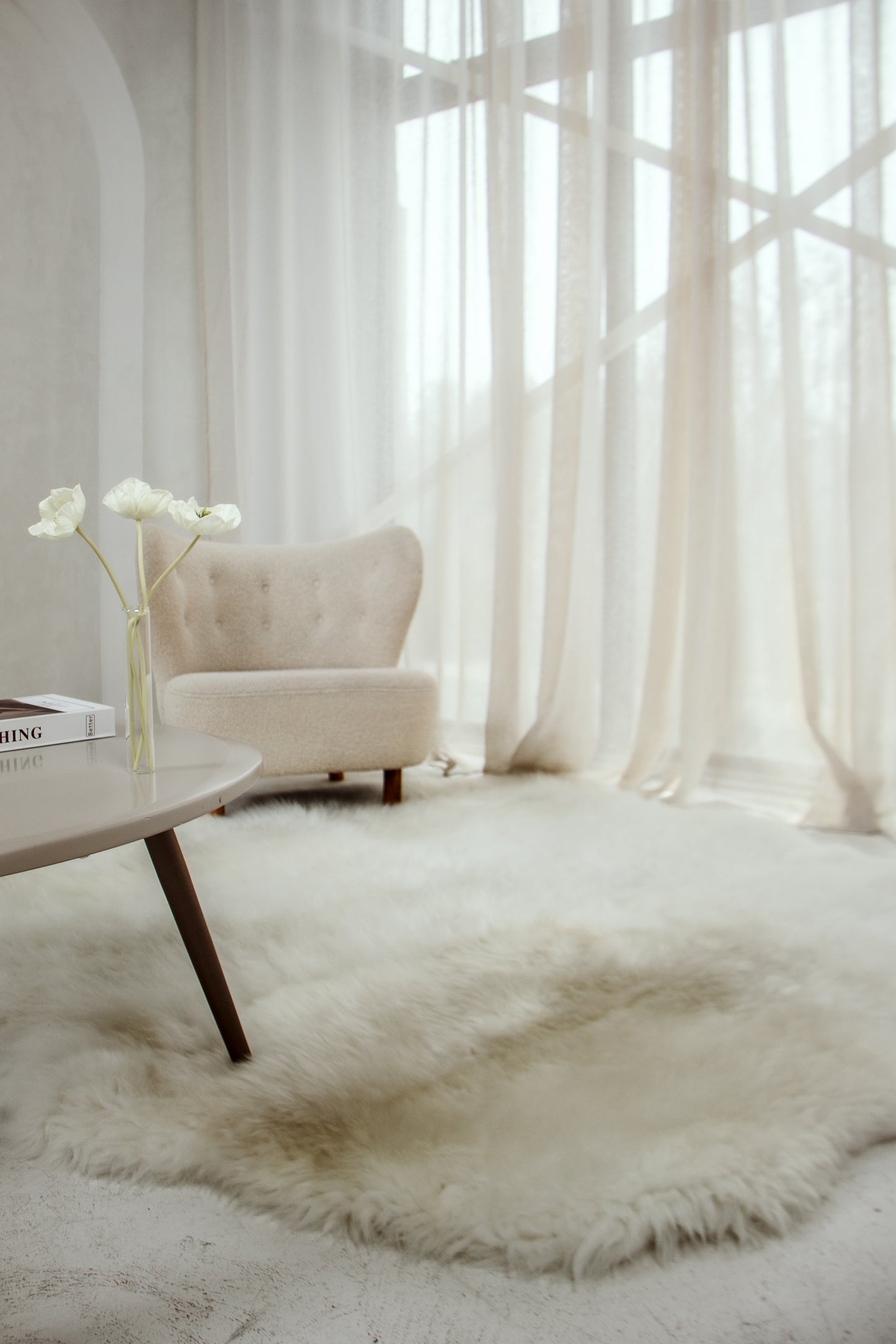 White Sheepskin Rug – Six Hides, Long Fur | Handcrafted Natural Luxury