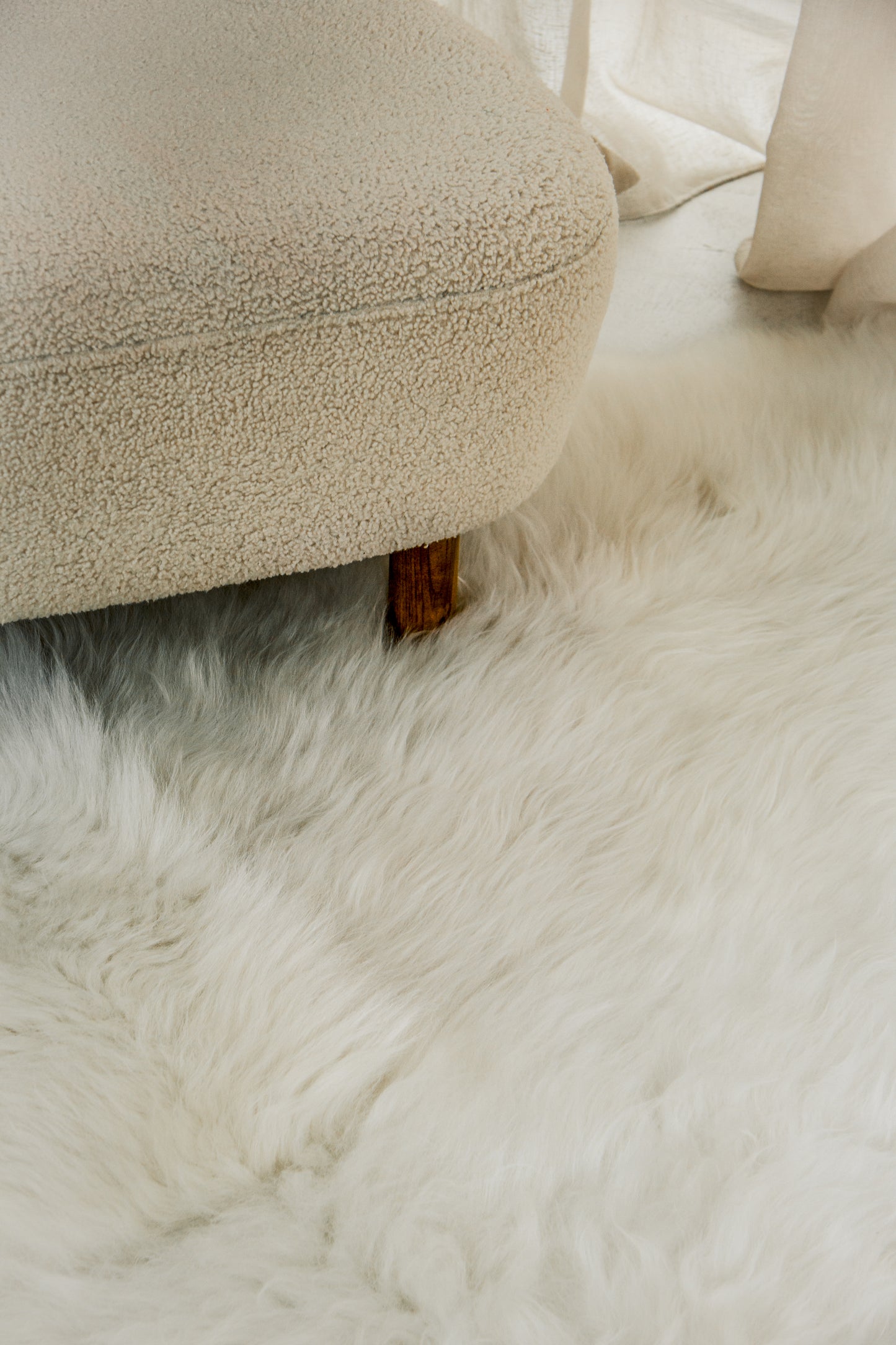 White Sheepskin Rug – Six Hides, Long Fur | Handcrafted Natural Luxury