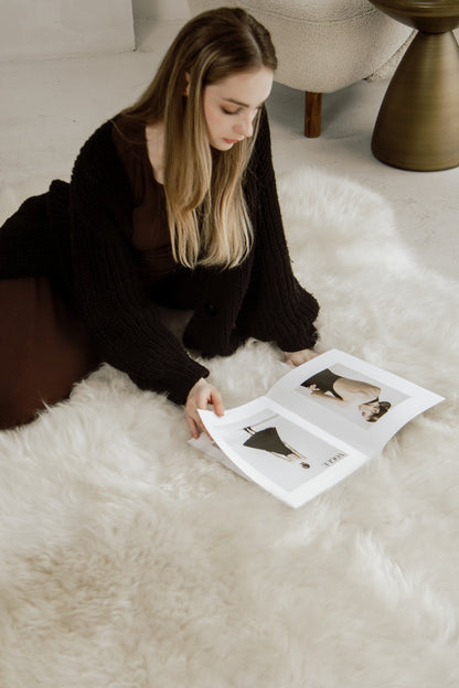 White Sheepskin Rug – Six Hides, Long Fur | Handcrafted Natural Luxury