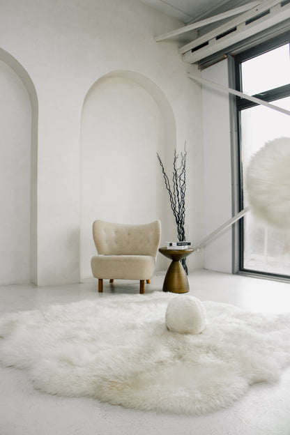 White Sheepskin Rug – Six Hides, Long Fur | Handcrafted Natural Luxury