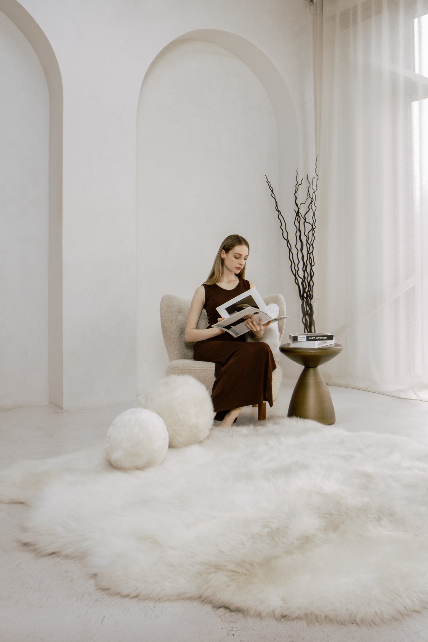 White Sheepskin Rug – Six Hides, Long Fur | Handcrafted Natural Luxury