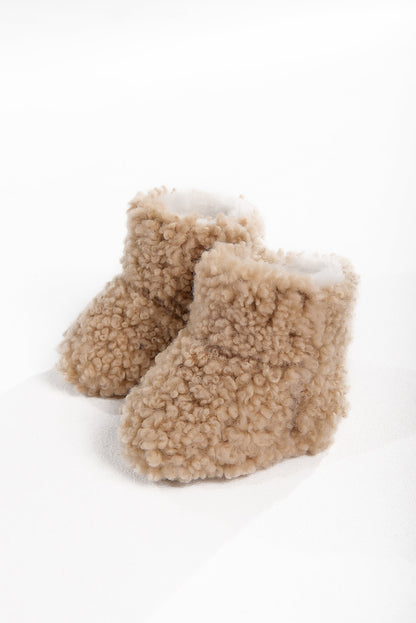 Real Sheepskin Baby Boots 0-18 months Unisex-Child Baby Winter Shoes in Beige Color