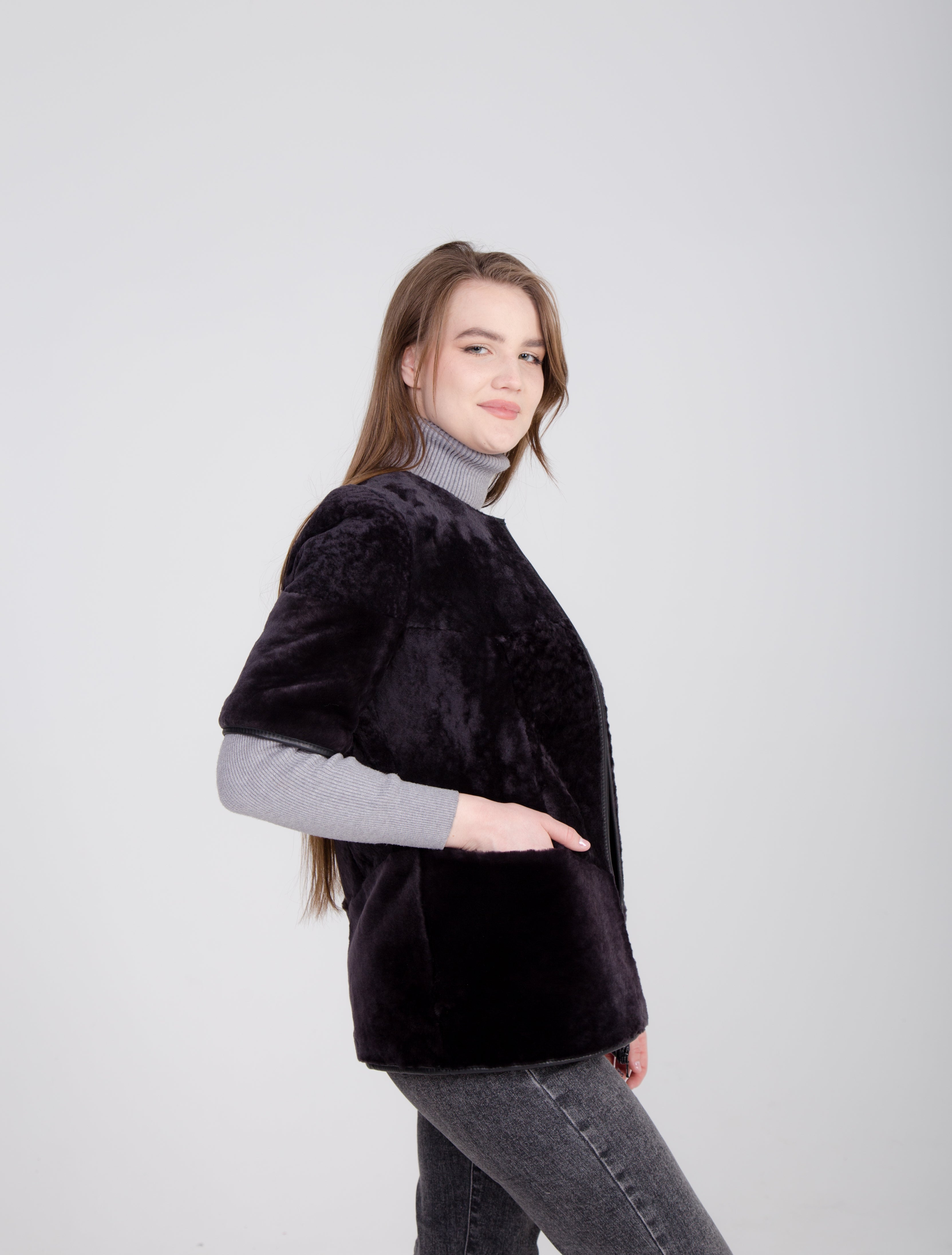 Long hot sale shearling gilet