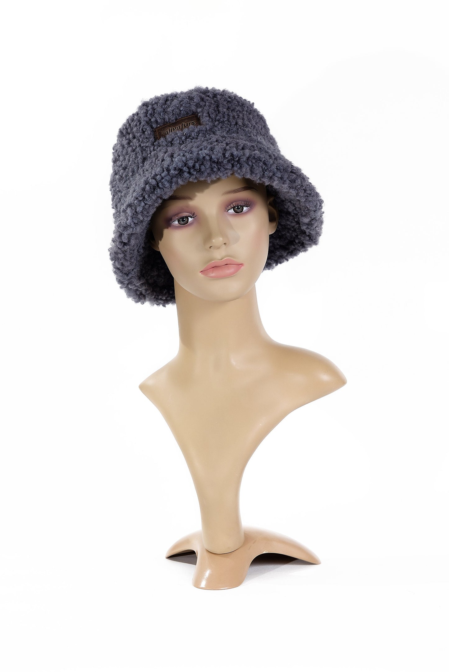 Real Sheepskin Shearling Winter Fur Bucket Hat for Women