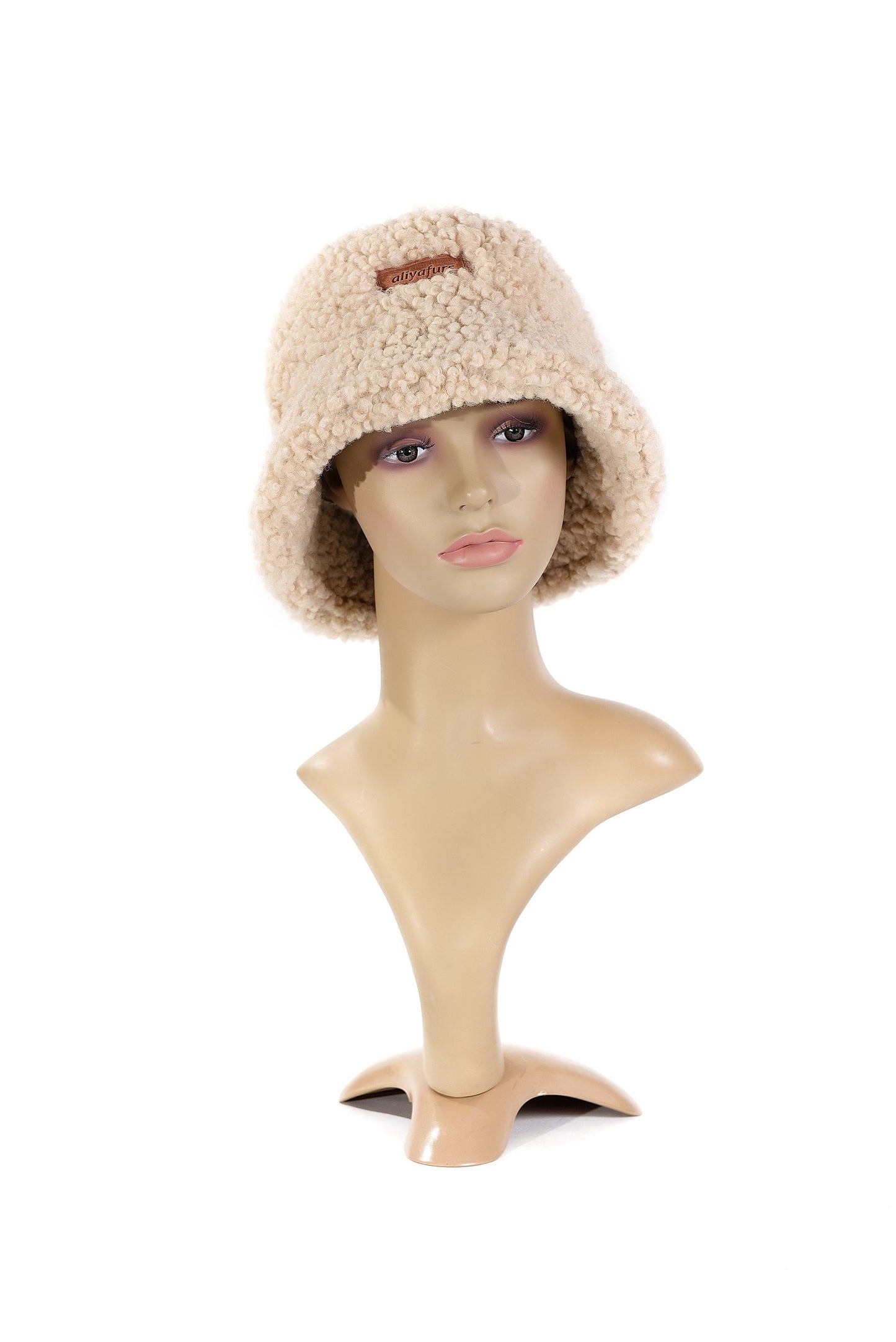 Real Sheepskin Shearling Winter Fur Bucket Hat for Women