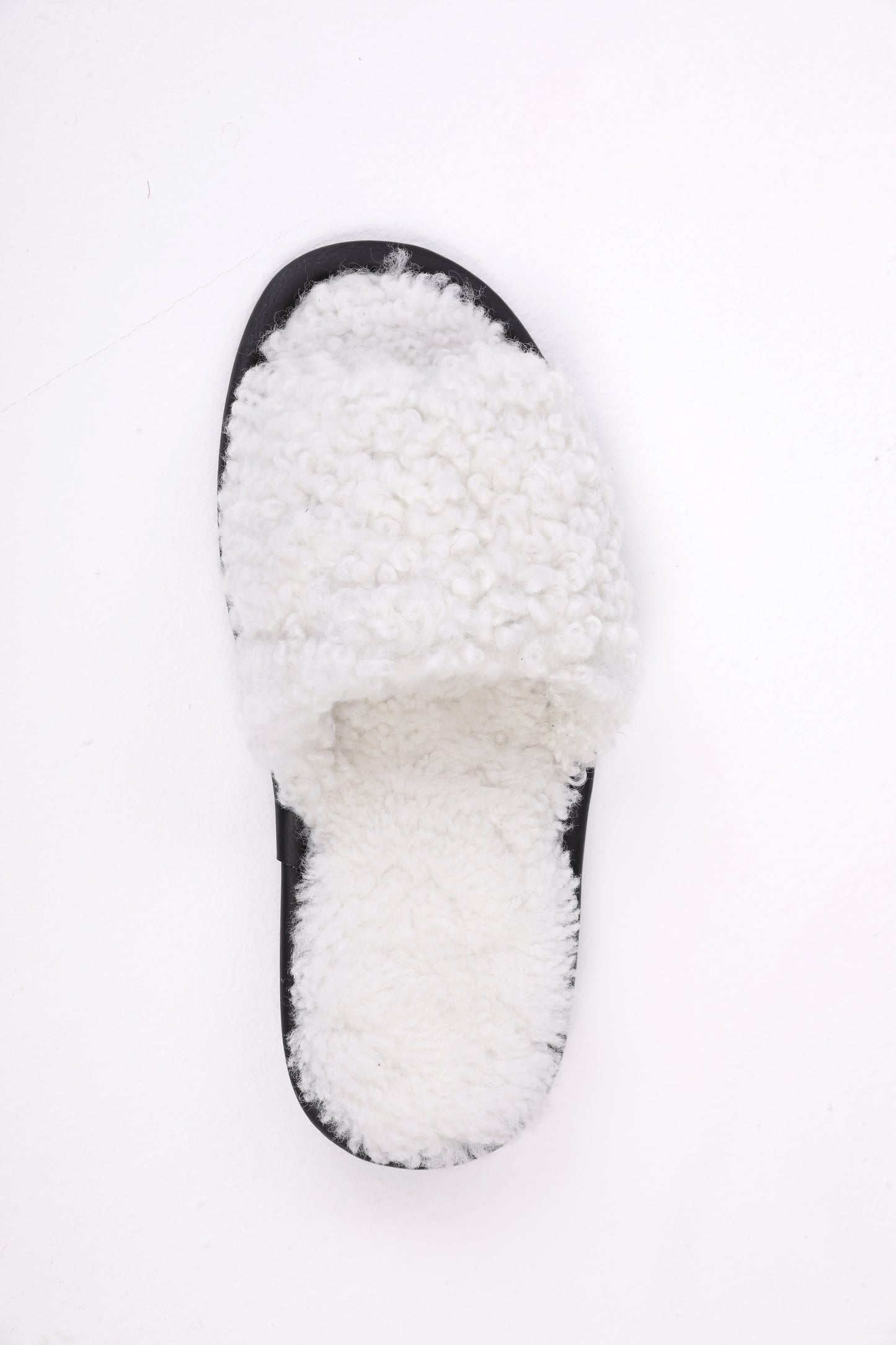 Unisex Open Toe Soft Sheepskin Slippers with Fur Lining in White Color