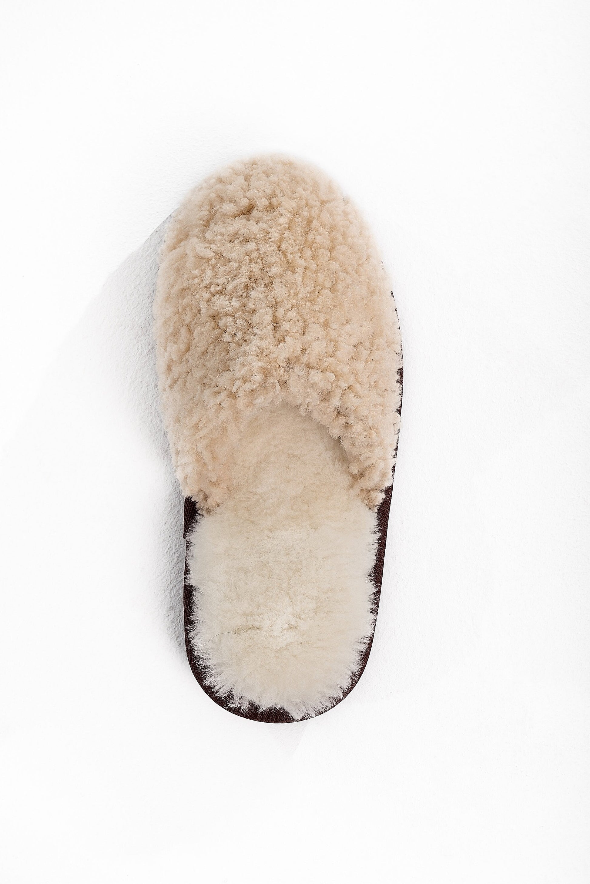 Unisex Women's Real Sheepskin Slippers in Beige Color with Fur Lining