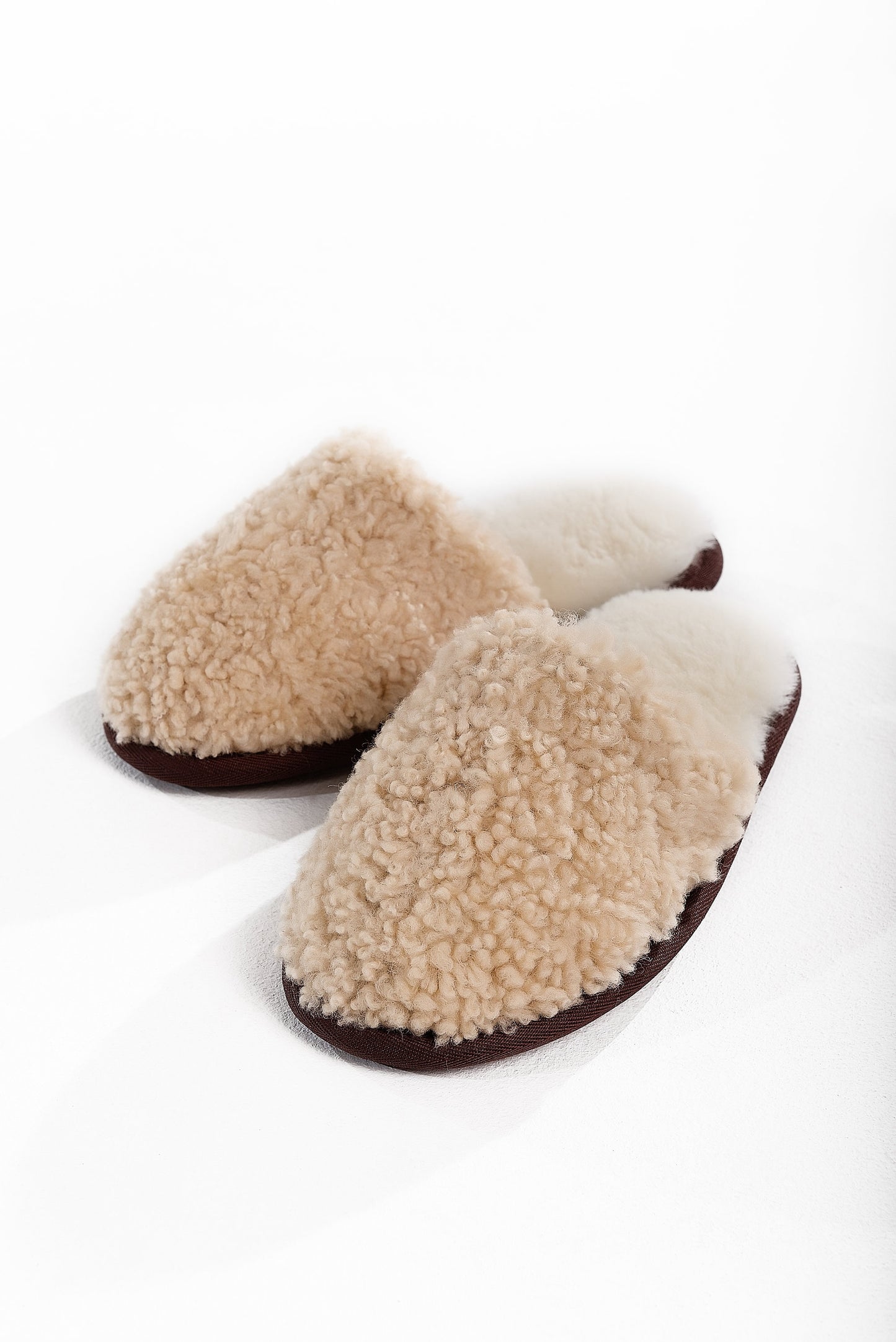 Unisex Women's Real Sheepskin Slippers in Beige Color with Fur Lining
