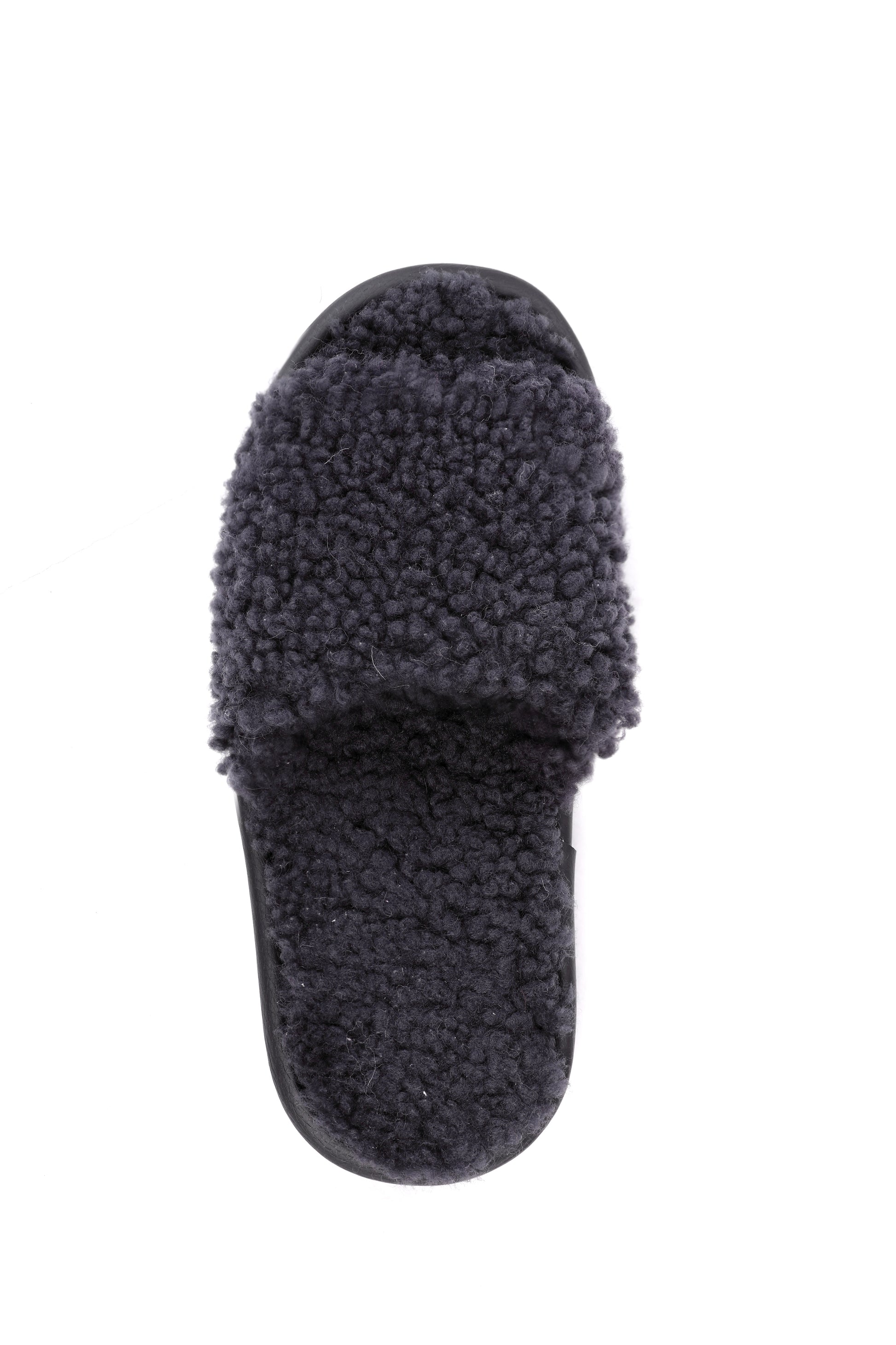 Unisex Open Toe Soft Sheepskin Slippers with Fur Lining in Aubergine Color