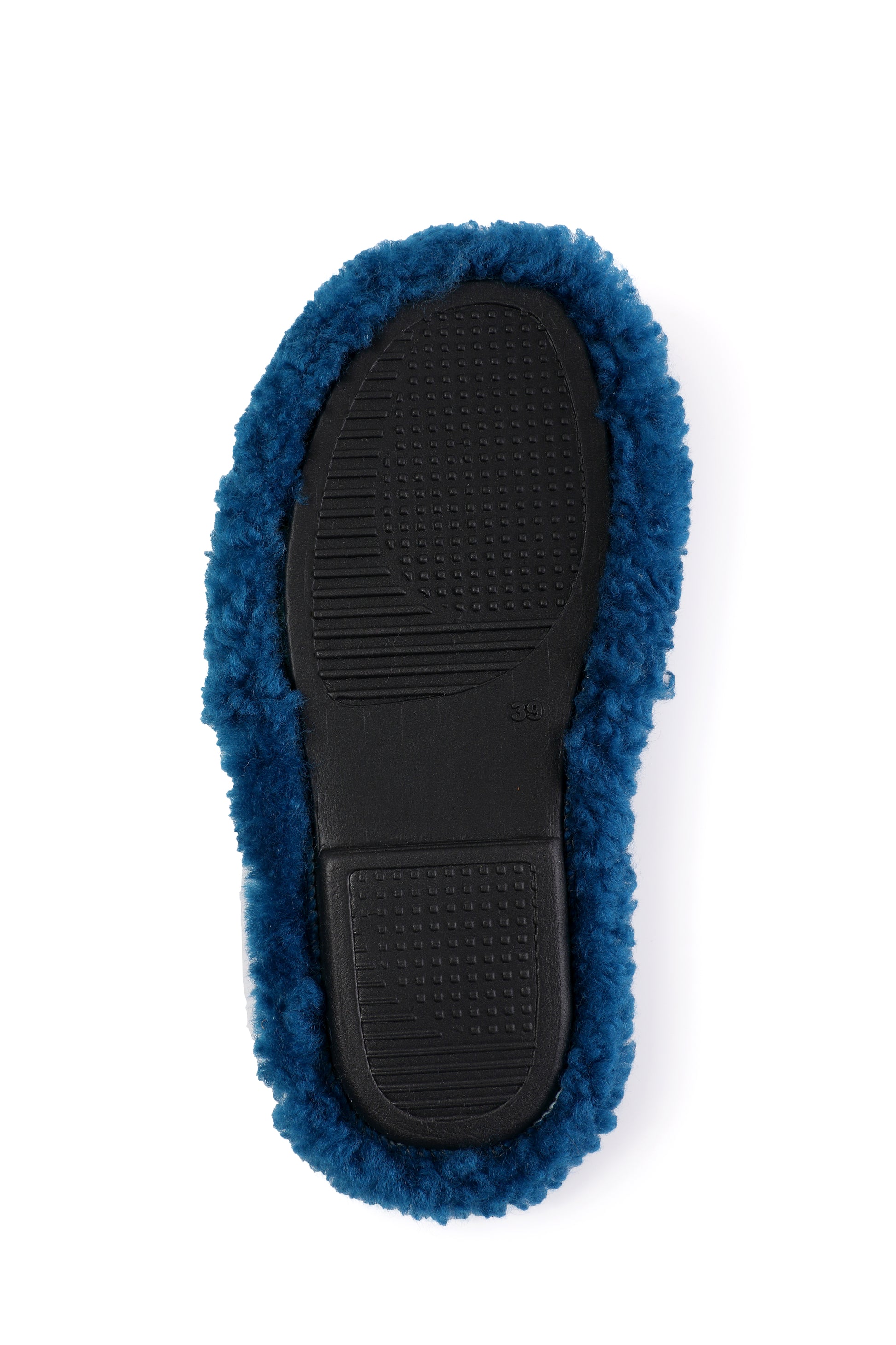 Open Toe Soft Blue Sheepskin Slippers with Blue Fur Lining