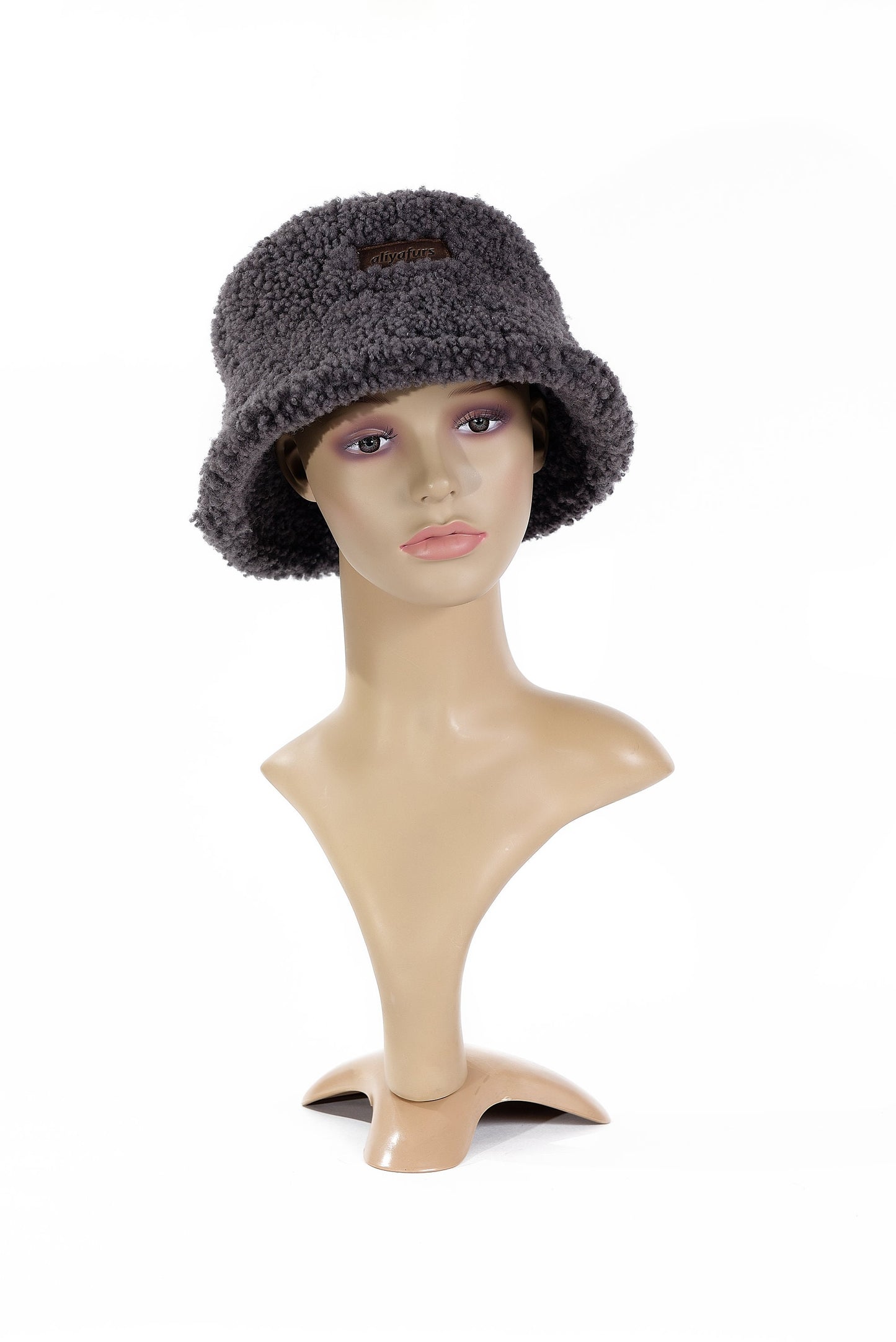 Real Sheepskin Shearling Winter Fur Bucket Hat for Women