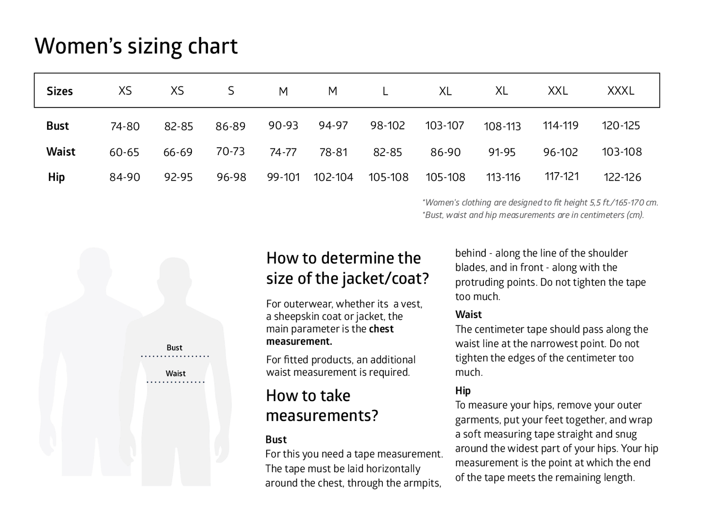 Women's size chart.
